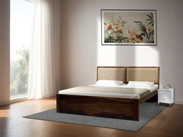 Vesta Solid Wood King Size Double Bed with 6 Inches Latex Foam Mattress